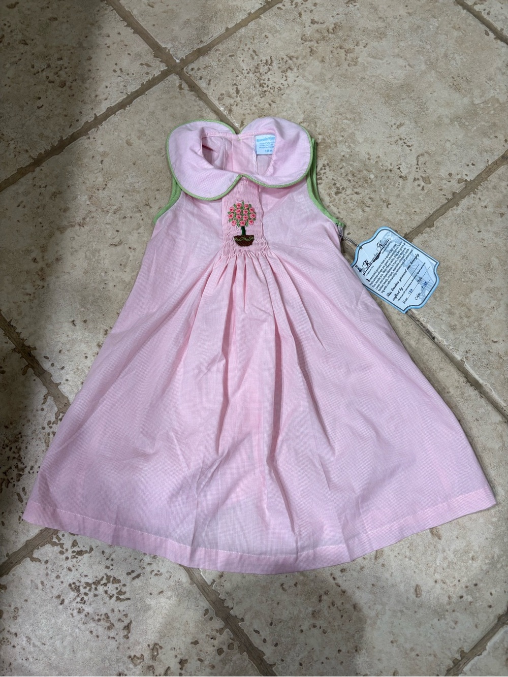 Remember Nguyen NWT Pink Sleeveless Smocked Tree Girl Dress size 18 month